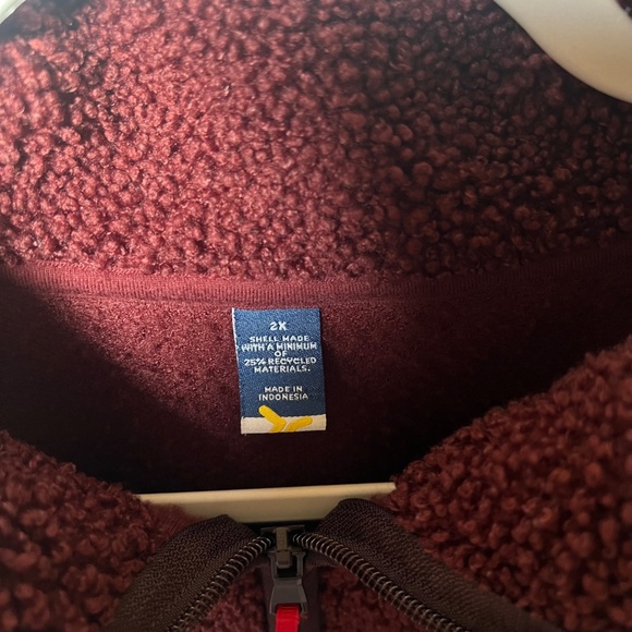 Women’s Old Navy Cozy Maroon Sherpa Quarter-Zip Pullover with pockets  – Size 2X - Picture 12 of 13